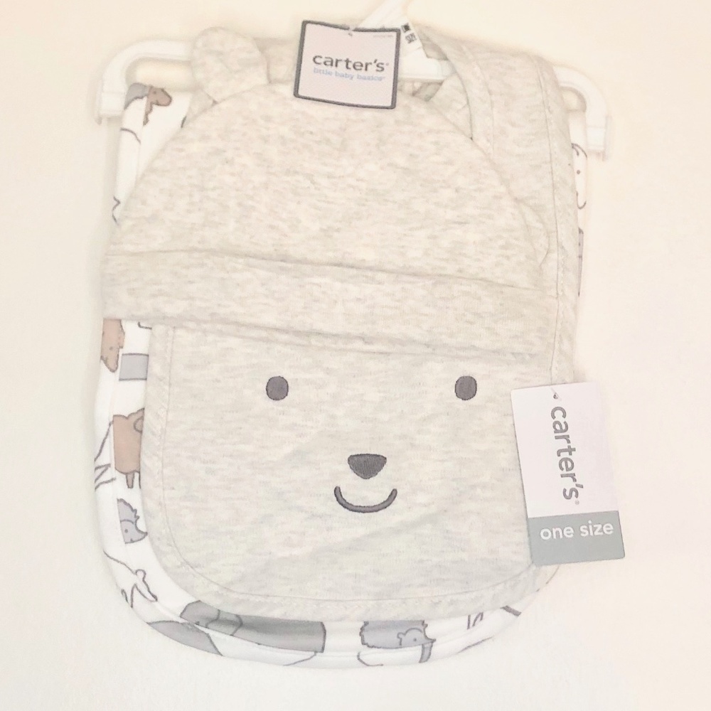 NWT Carter's Beanie, Bib, and Burp Cloth